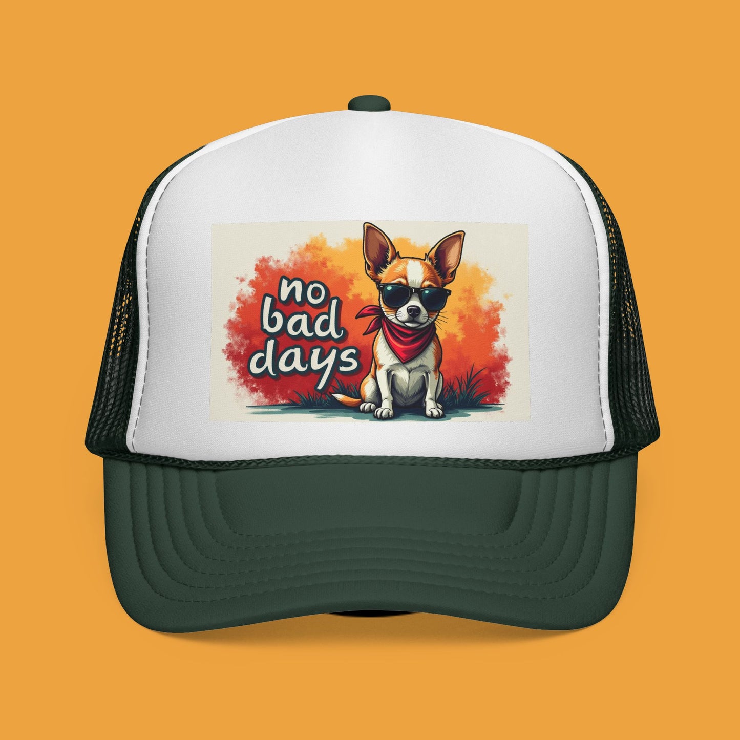 No Bad Days Chihuahua Trucker Hat - Cool Dog Sunglasses Cap | Positive Vibes Mesh Baseball Hat for Dog Lovers