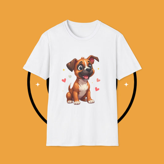 Cute Boxer Puppy Love T-Shirt - Happy Dog Heart Design Tee for Dog Lovers