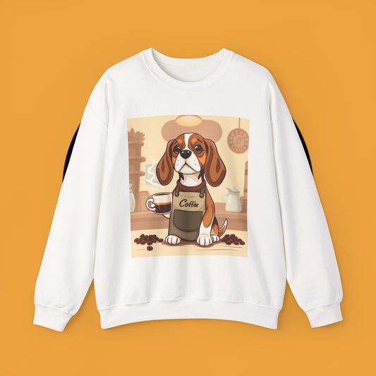 Dog Lover Crewneck Sweatshirt - Beagle Barista ☕ BARISTA BEAGLE SWEATSHIRT - BREW-TIFUL MORNINGS START HERE! ☕