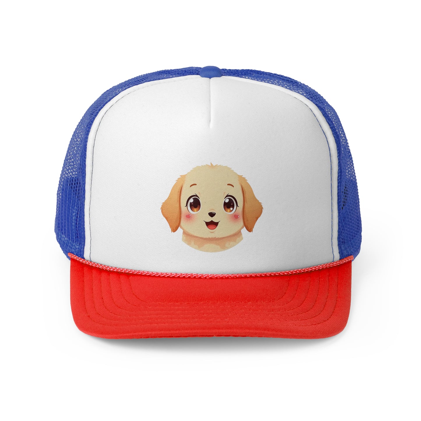 Kawaii Golden Puppy Trucker Cap - Super Cute Chibi Anime Design - Unisex Cute Cap