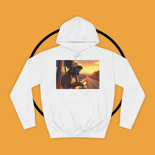Cool Road Trip Boxer Dog Hoodie - Vintage Sunset Adventure Apparel | Travel Lover Gift