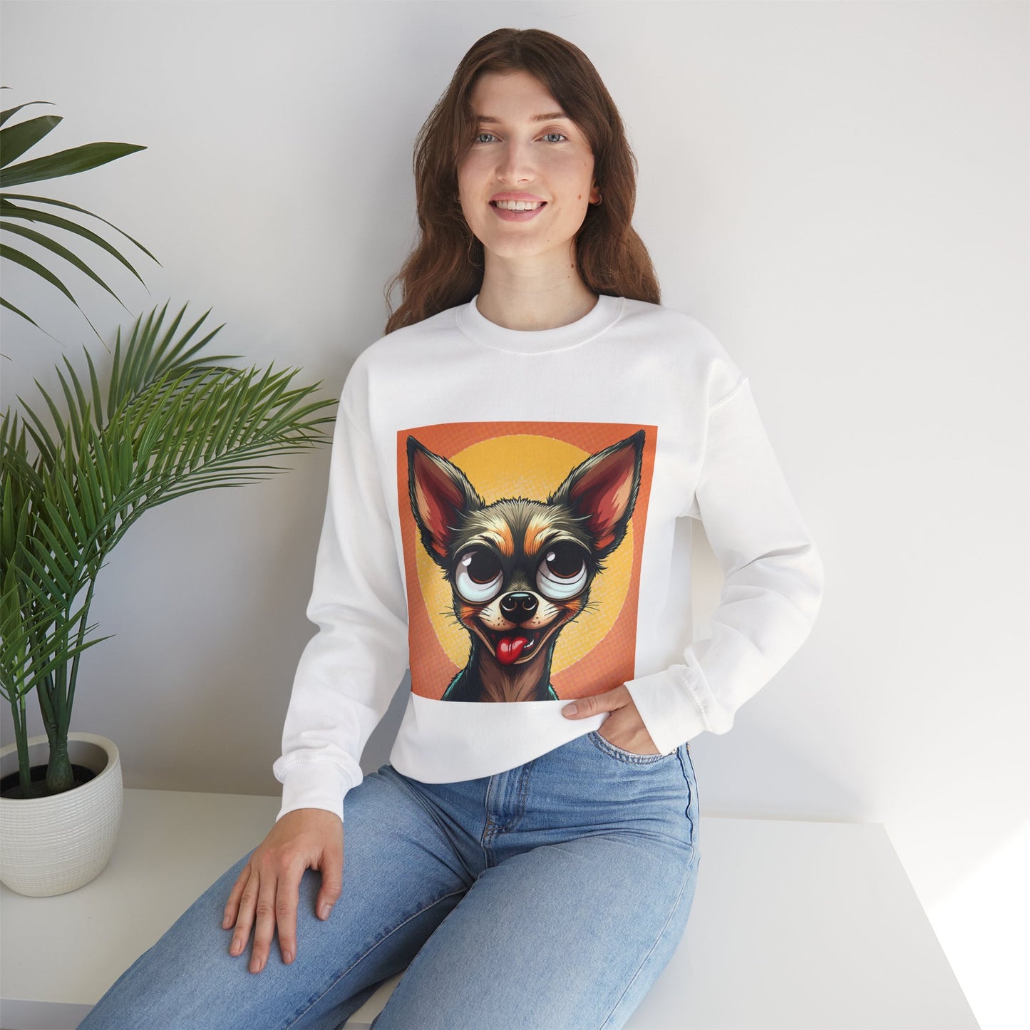 Cute Chihuahua Crewneck Sweatshirt - Funny Dog Lover Gift | Adorable Pet Portrait Pullover