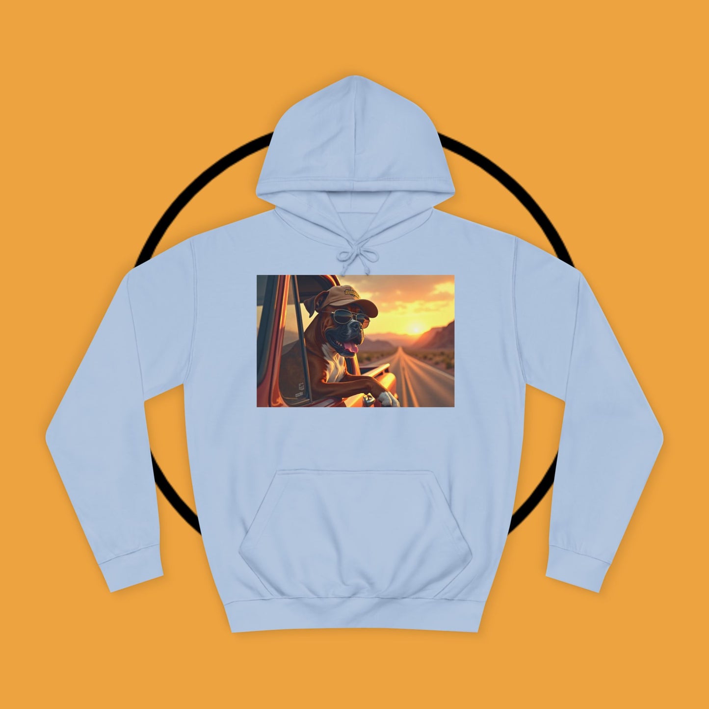 Cool Road Trip Boxer Dog Hoodie - Vintage Sunset Adventure Apparel | Travel Lover Gift