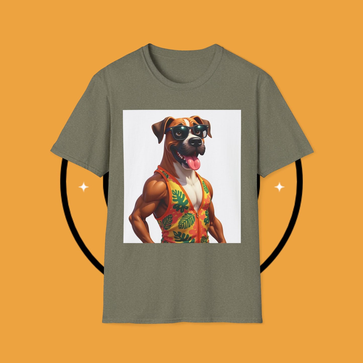 "Buff Beach Boxer" Summer Vacation T-Shirt / Buff Boxer Dog T-Shirt - Funny Muscular Beach Dog Tee
