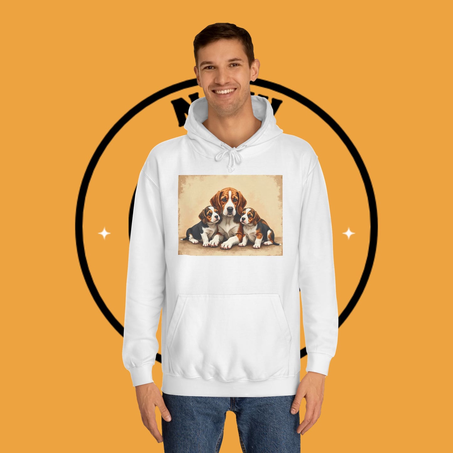 👨‍👩‍👧‍👦 Beagle Family Portrait Hoodie - Love Multiplied by Three! 🐾 - Unisex Hoodie