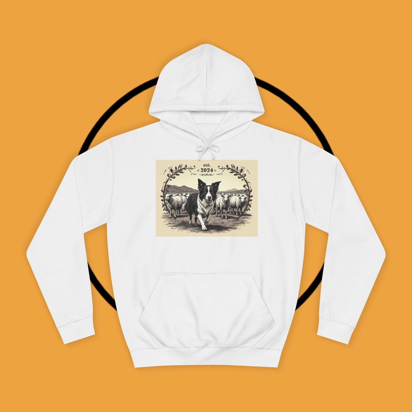 "Border Collie Sheep Herding Hoodie - Vintage Farm Life Est. 2024 Sweatshirt | Premium Pastoral Dog Design"