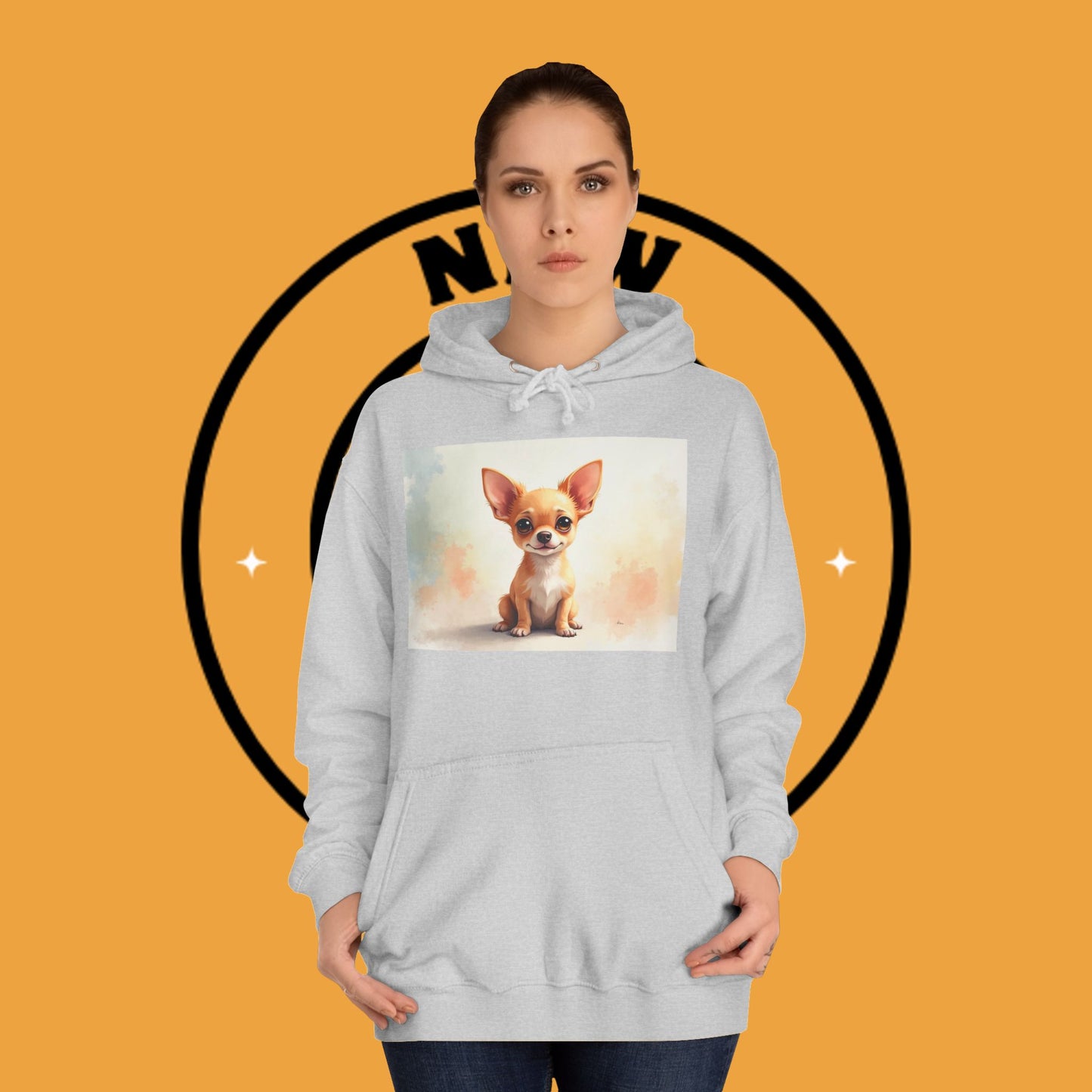 Watercolor Chihuahua Puppy Hoodie - Artistic Dog Portrait Sweatshirt
