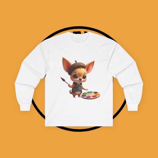 🎨 Artist Chihuahua Long Sleeve Tee - Creative Painter Beret Design