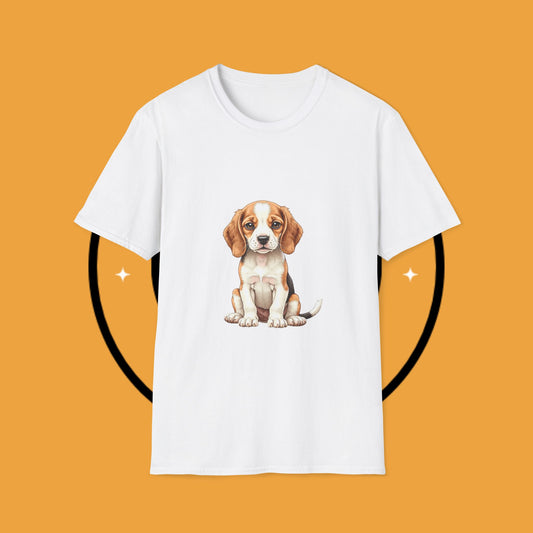 Realistic Beagle Puppy Portrait T-Shirt - Adorable Dog Face Graphic Tee for Pet Lovers
