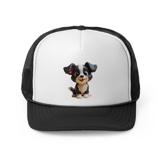 Adorable Puppy Trucker Hat - Cute 3D Style Dog Cap - Happy Pet Lover Baseball Hat