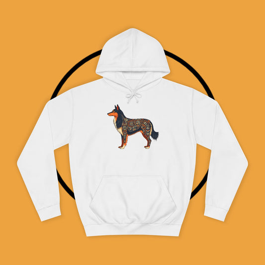 "Tribal Border Collie Mandala Hoodie - Sacred Geometry Dog Art Sweatshirt | Spiritual Celtic Design"