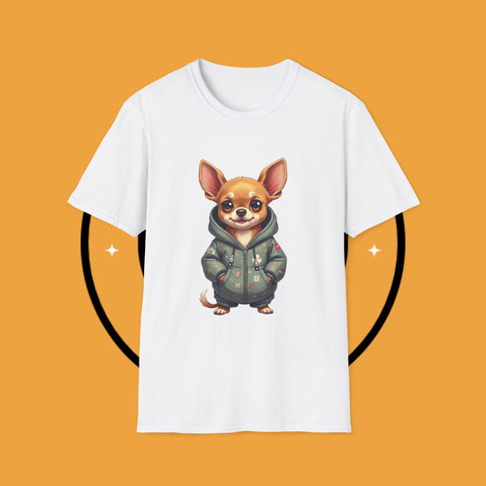Cute Chihuahua Hoodie T-Shirt - Kawaii Dog Art - Cozy Pet Streetwear Tee - Anime Style Dog Shirt