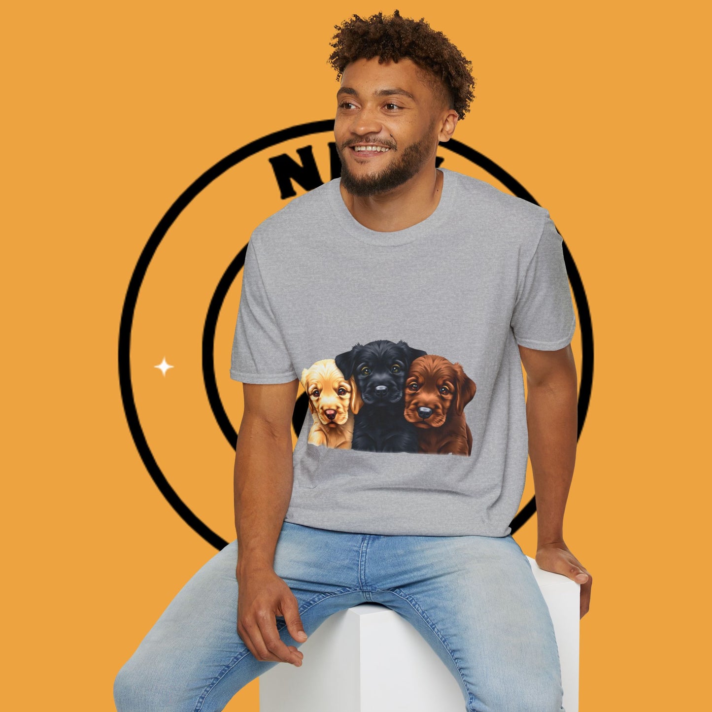 3 Adorable Retrievers Puppys - Dog -  Unisex T-Shirt Design "Retriever Squad 🐾 | Trio of Cuteness T-Shirt for Dog Devotees"