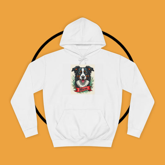 "Border Collie Mom Tattoo Style Hoodie - Vintage Dog Mother Banner Design Sweatshirt | Bold Statement Wear"