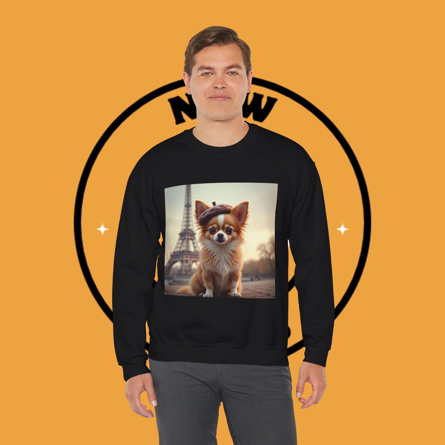 Parisian Chihuahua Beret Sweatshirt | French Dog Eiffel Tower Design | Travel Lover Gift