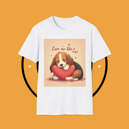 "Love Me Like a Beagle" Valentine's Day T-Shirt - Cute Dog Lover Gift | Romantic Puppy Heart Tee