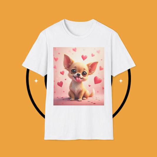 Cute Chihuahua Puppy Love Heart T-Shirt - Funny Dog Lover Gift Tee | Kawaii Pet Apparel