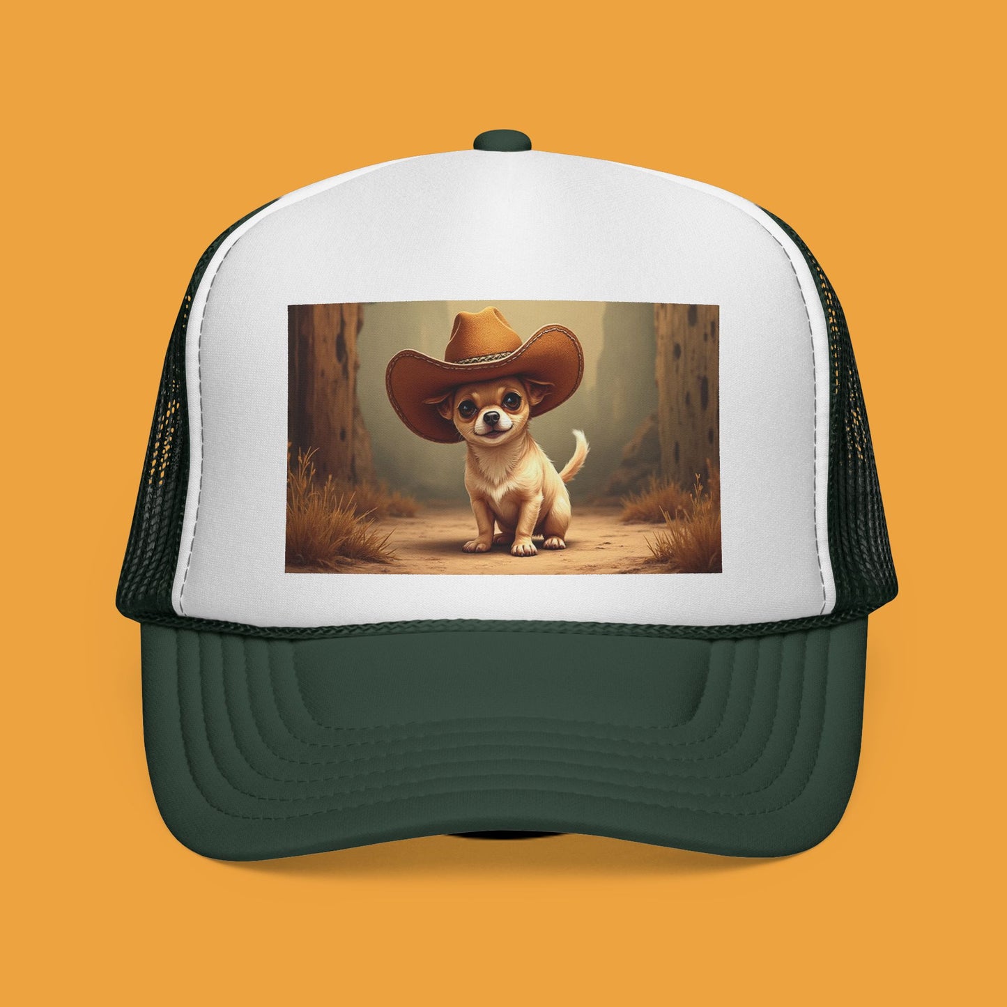 Cowboy Chihuahua Trucker Hat - Western Style Mesh Cap | Funny Dog Lover Gift with Adjustable Snapback