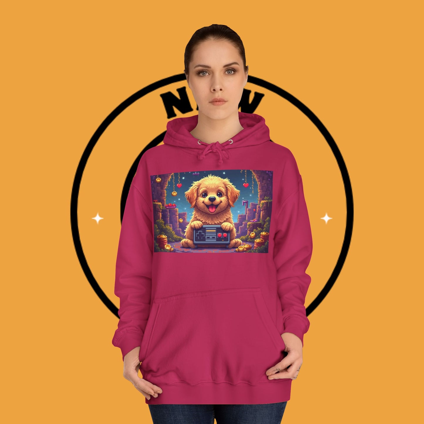 Pixel Pup Gamer Hoodie: Retro Gaming  Meets Adorable Fluff