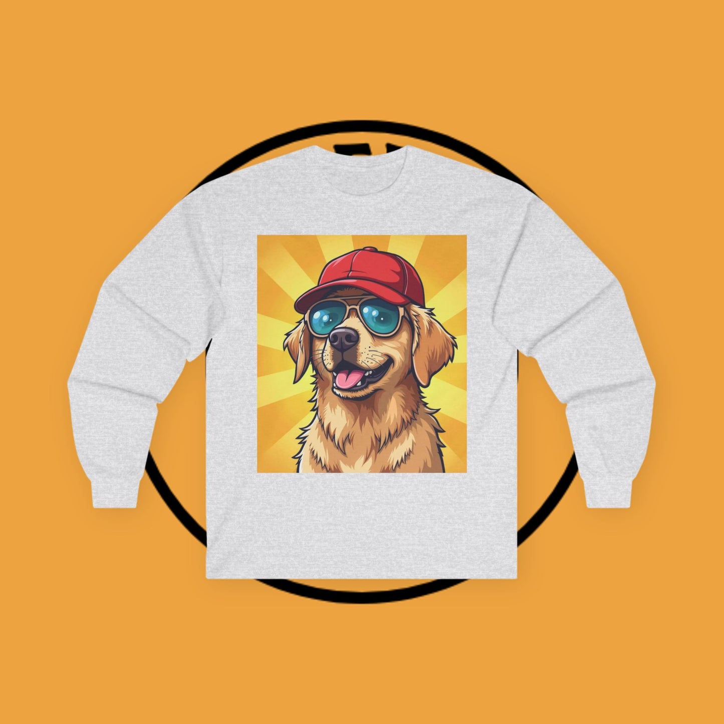 Cool Dog with Cap and Glasses - Golden Retriever Swag Urban Style - Funny Design for Casual Look - Long Sleeve T-Shirt for Sun Lovers 🌞🐾