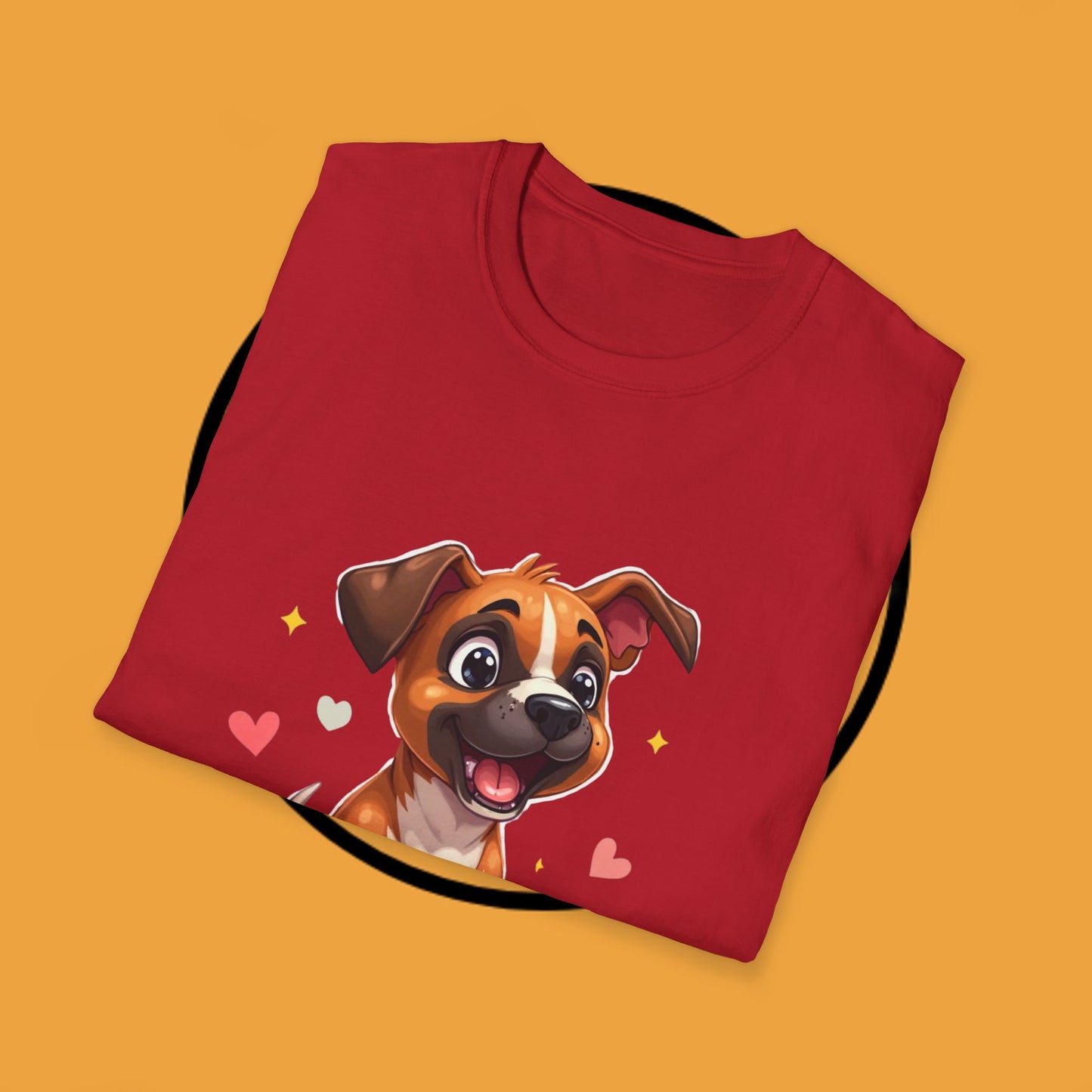 Cute Boxer Puppy Love T-Shirt - Happy Dog Heart Design Tee for Dog Lovers
