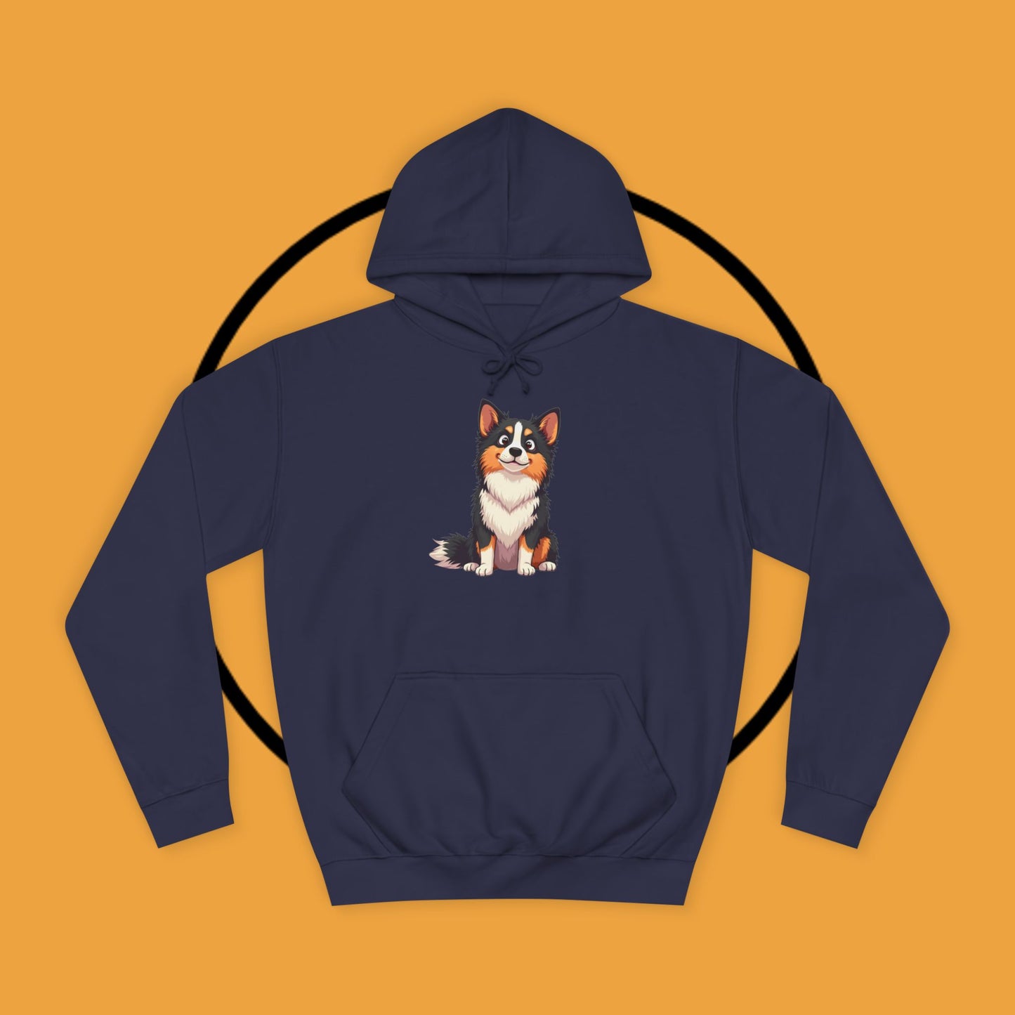 "Cute Tricolor Puppy Hoodie - Adorable Cartoon Dog Design | Kawaii Animal Streetwear for Dog Lovers"