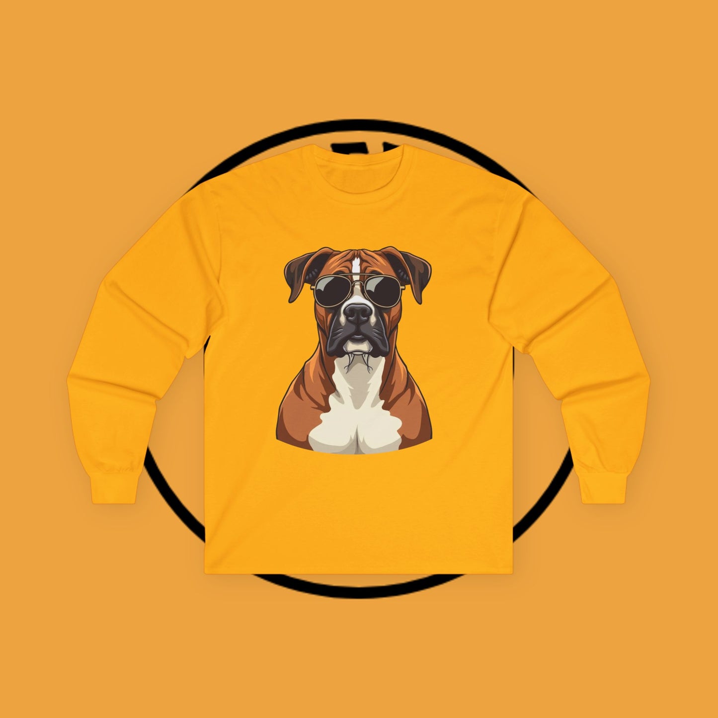 Cool Boxer Dog with Sunglasses Long Sleeve T-Shirt - Funny Aviator Style Design