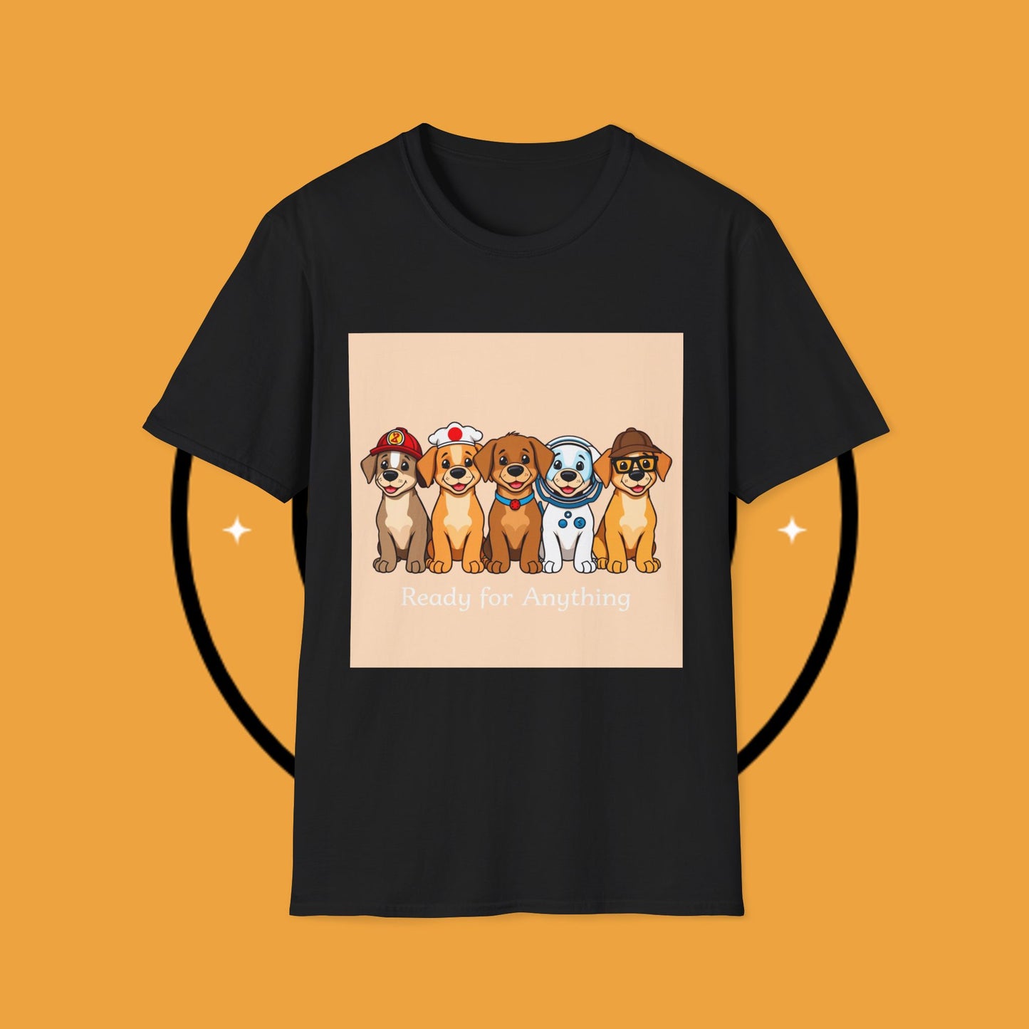 Puppy Professionals 🐾 | Ready for Anything T-Shirt for Career - Curious Canine Lovers - Unisex T-Shirt Design