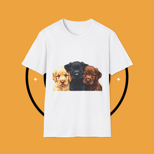 3 Adorable Retrievers Puppys - Dog -  Unisex T-Shirt Design "Retriever Squad 🐾 | Trio of Cuteness T-Shirt for Dog Devotees"