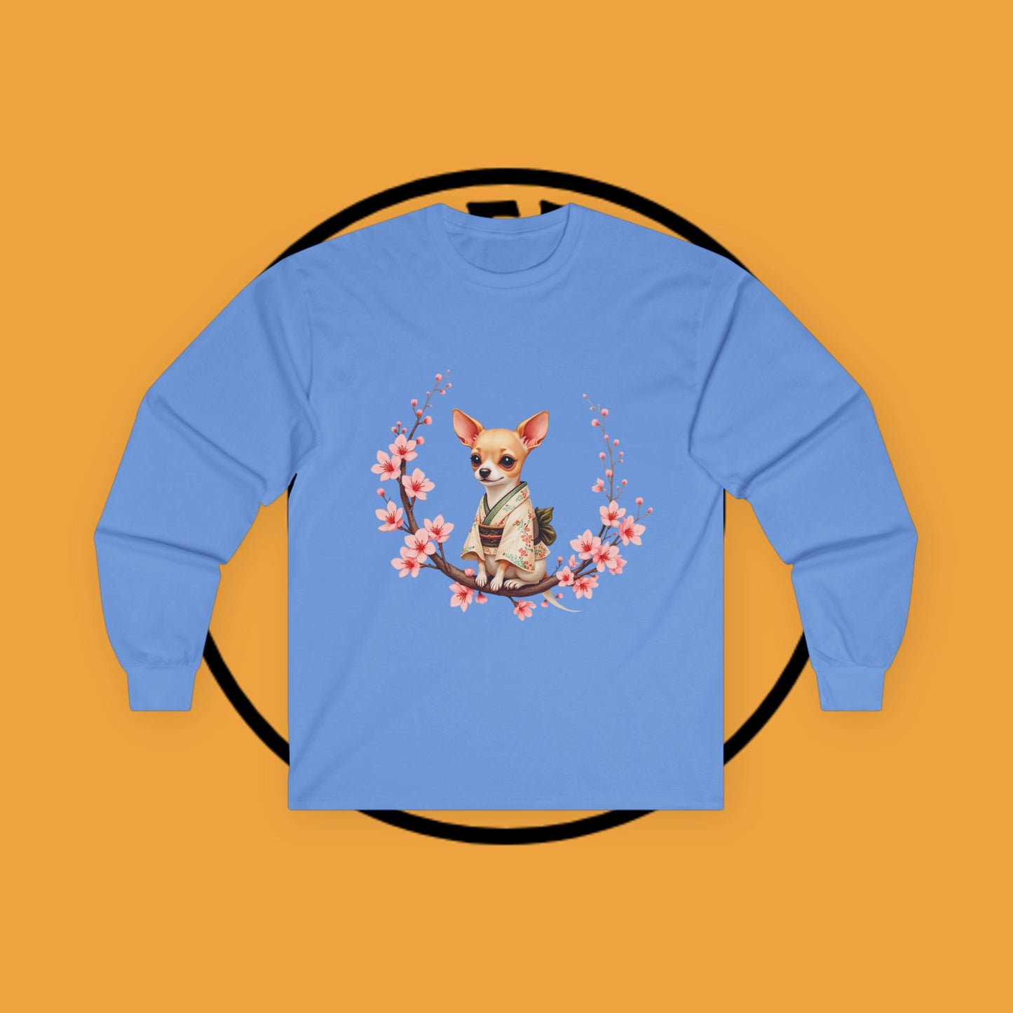 🌸 Sakura Chihuahua Kimono Long Sleeve Tee - Japanese Cherry Blossom Design