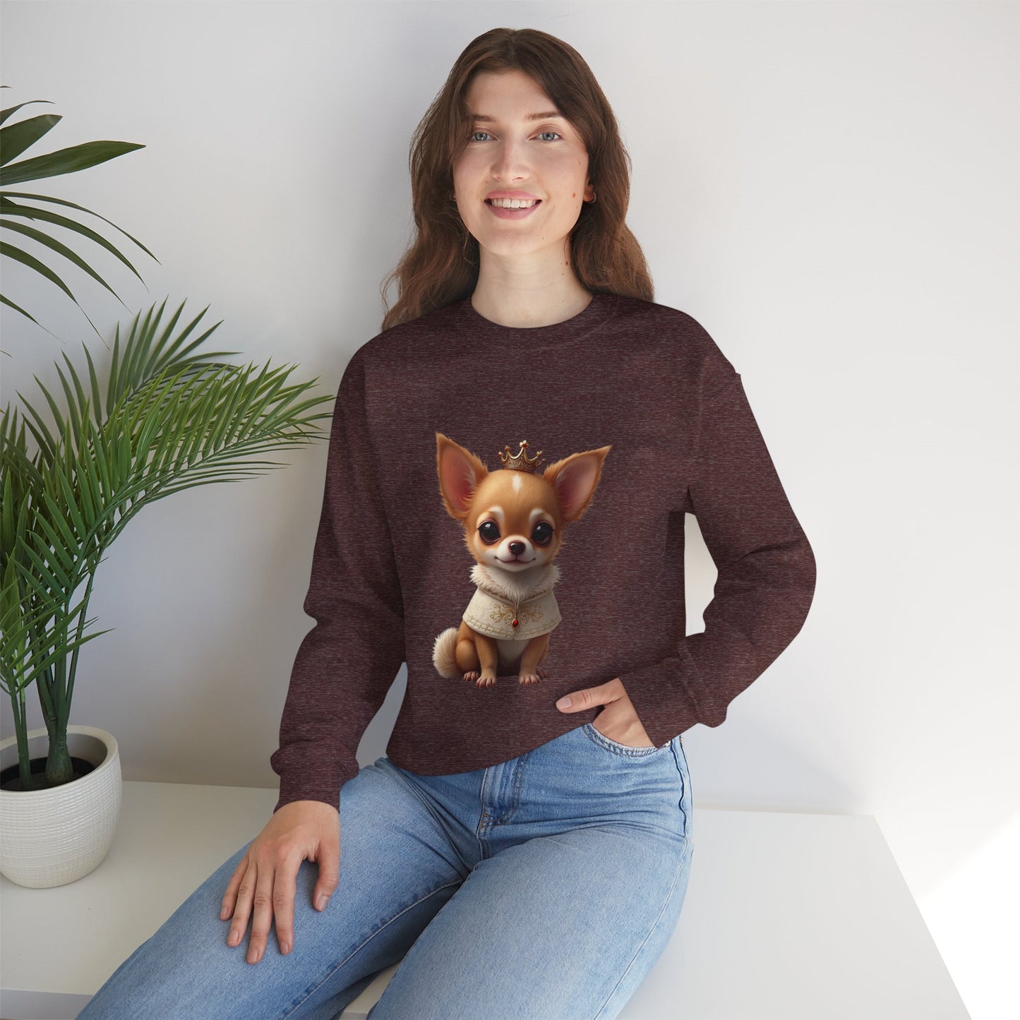 Royal Chihuahua Princess Sweatshirt | Crown Dog Design | Majestic Pet Lover Gift