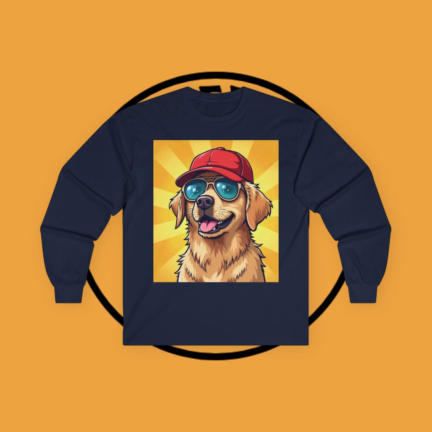 Cool Dog with Cap and Glasses - Golden Retriever Swag Urban Style - Funny Design for Casual Look - Long Sleeve T-Shirt for Sun Lovers 🌞🐾