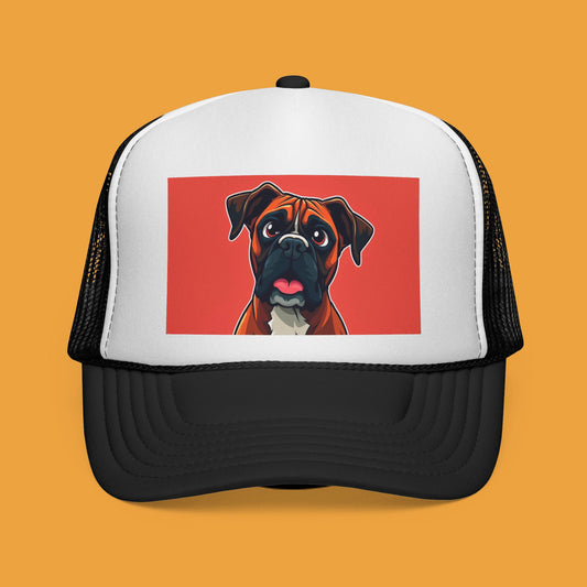 Boxer Dog Trucker Hat - Vintage Pet Portrait Cap | Adjustable Snapback Mesh Hat for Dog Lovers | Premium Quality Animal Art Headwear
