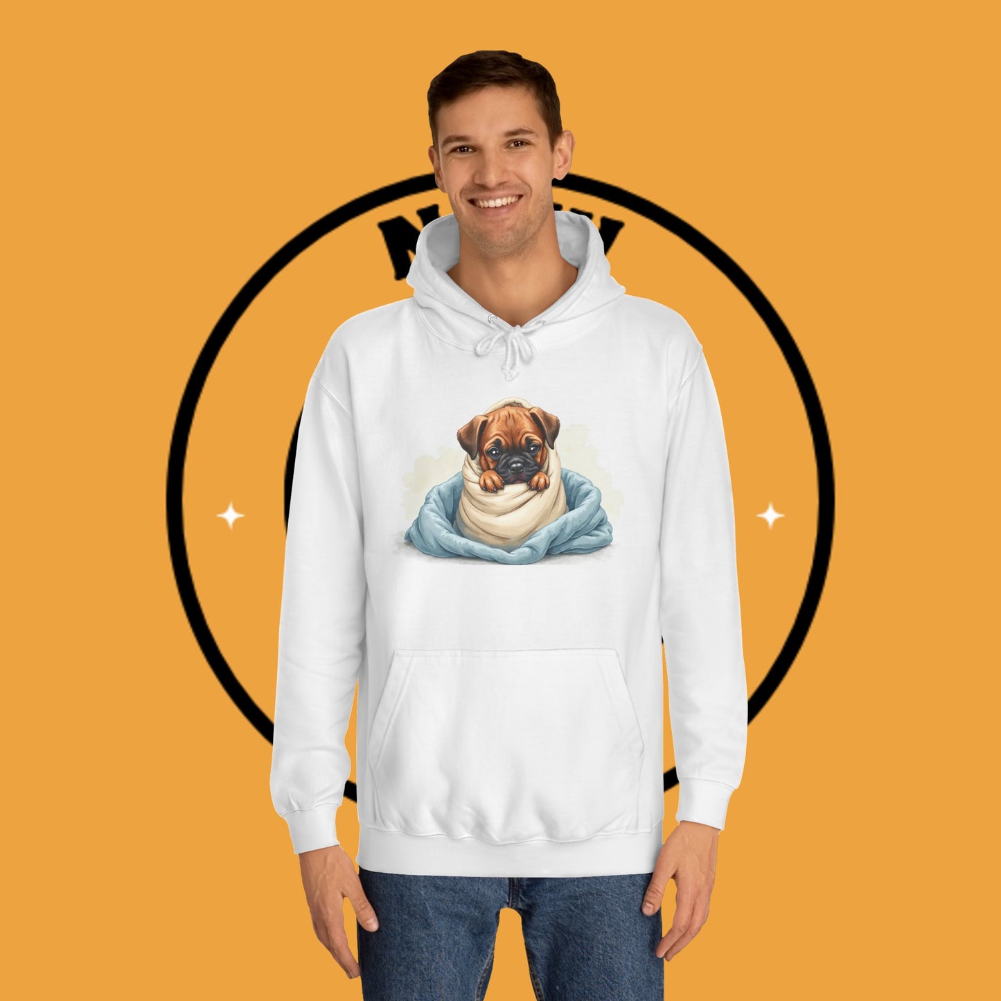 Cozy Boxer Puppy in Blanket Hoodie | Cute Dog Comfort Wear | Lazy Day Pet Apparel | Snuggle Vibes