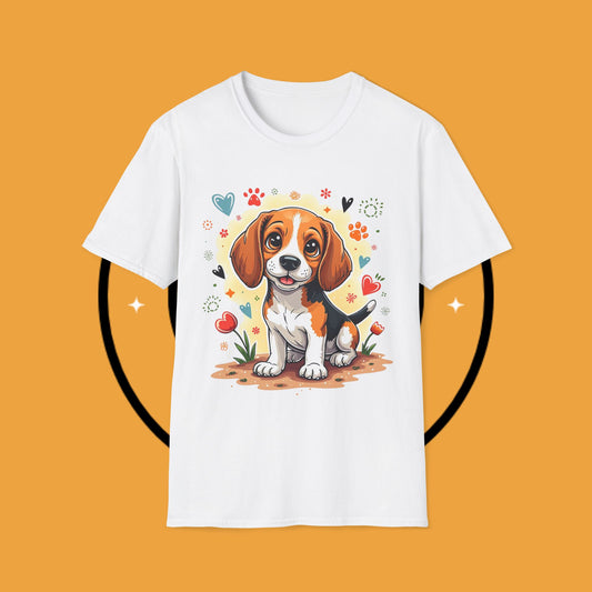Adorable Beagle Puppy with Hearts & Paws T-Shirt - Cute Dog Love Design Graphic Tee