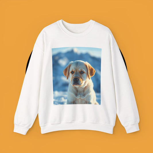 Crewneck Sweatshirt - Cute Labrador Puppy with Blue Eyes - Adorable Dog Portrait in Snow