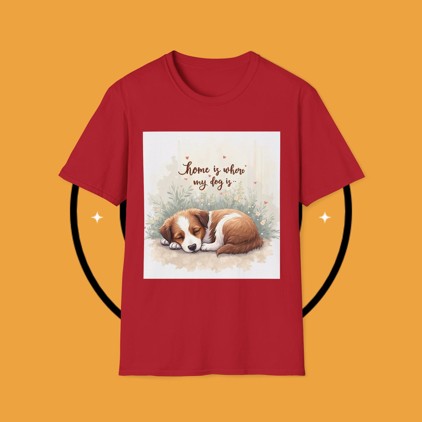 "Home Is Where My Dog Is" T-Shirt - Cute Sleeping Puppy Design | Dog Lover Gift Tee