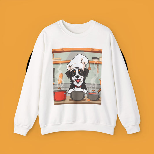 Chef Dog Crewneck Sweatshirt - Cute Puppy Cook with Chef Hat Kitchen Design | Culinary Lover Gift