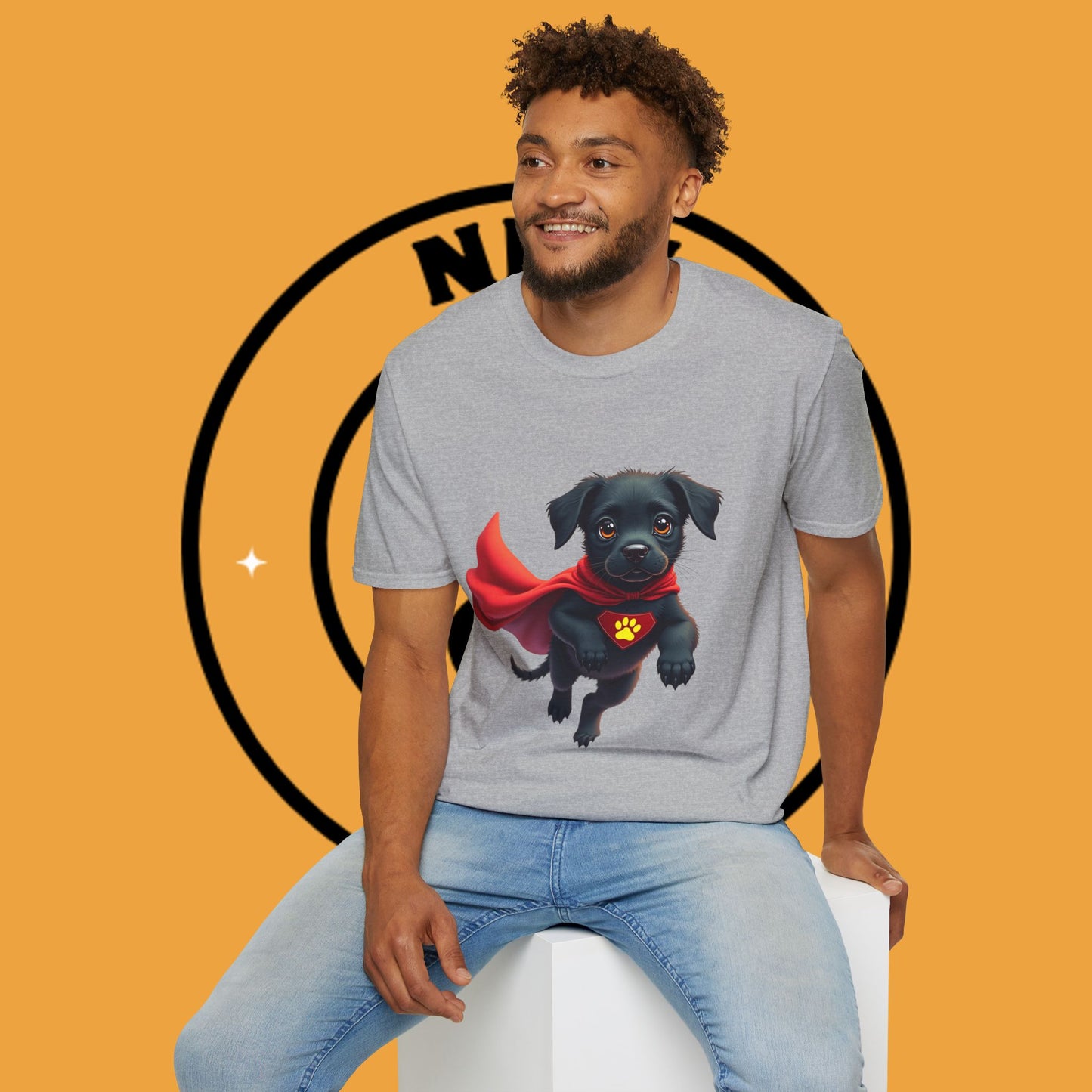 Superhero Retriever Puppy - Dog -  Unisex T-Shirt Design Tiny Hero 🦸♂️ | Adorable Black Puppy Superhero T-Shirt for Canine Crusaders