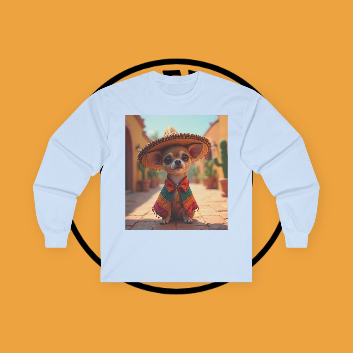 Mariachi Chihuahua Long Sleeve Tee - Authentic Mexican Fiesta Design