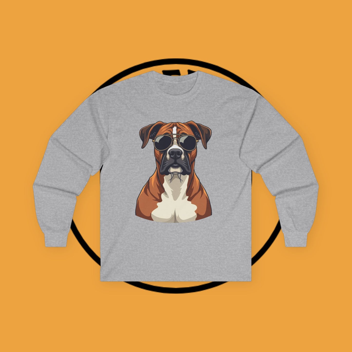 Cool Boxer Dog with Sunglasses Long Sleeve T-Shirt - Funny Aviator Style Design