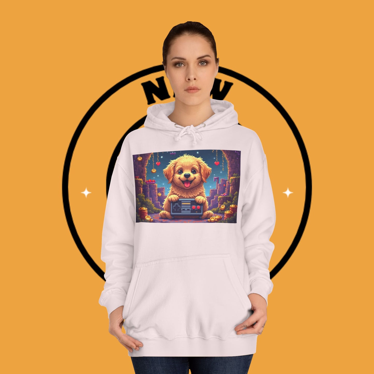 Pixel Pup Gamer Hoodie: Retro Gaming  Meets Adorable Fluff