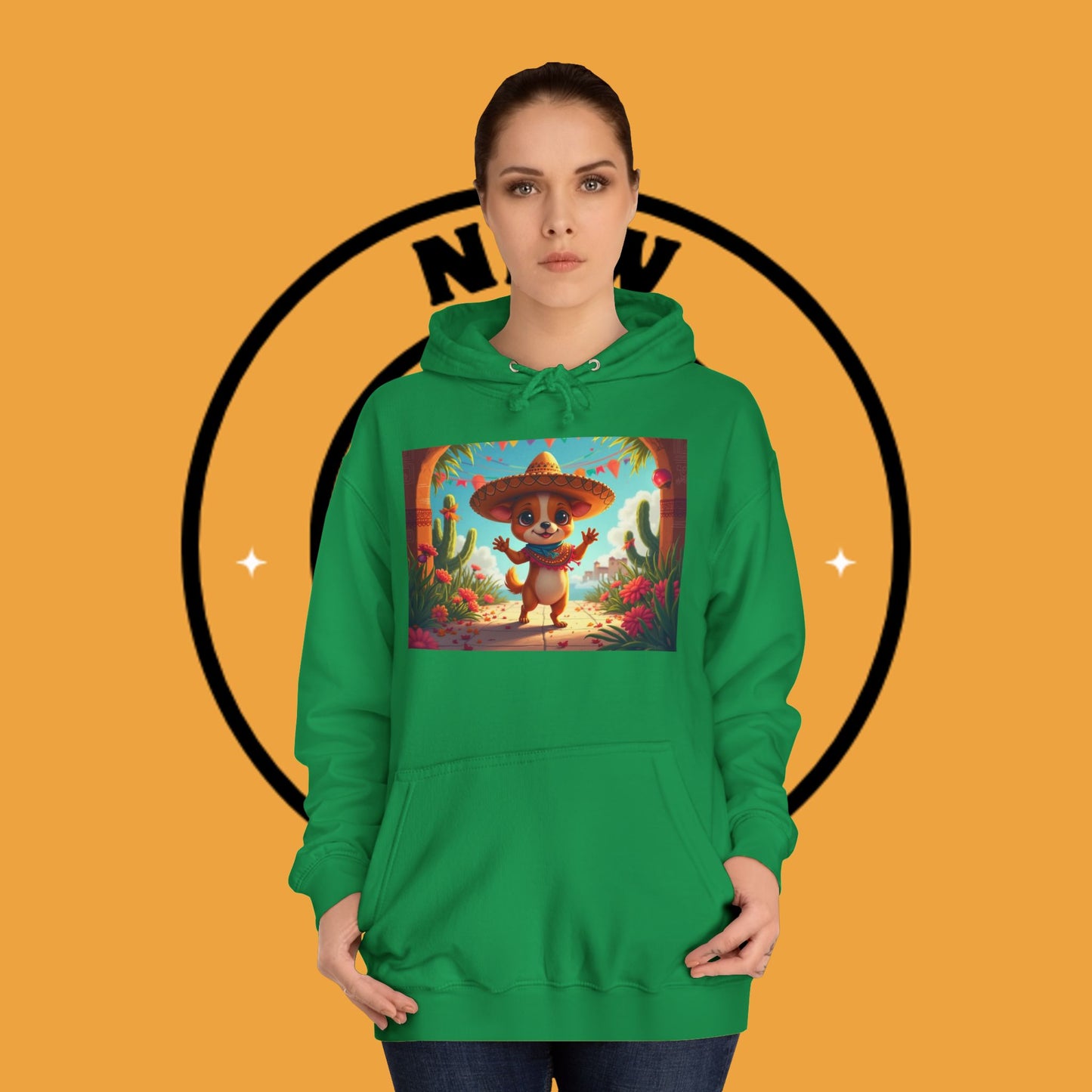 "Mexican Sombrero Chihuahua Hoodie | Fiesta Dog Celebration Wear | Authentic México Desert Art | Cinco de Mayo Gift"