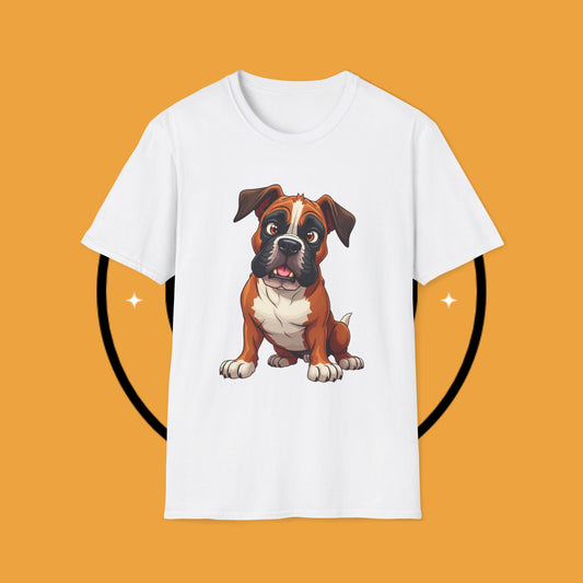 Cartoon Boxer Dog T-Shirt - Cute Animated Puppy Tee