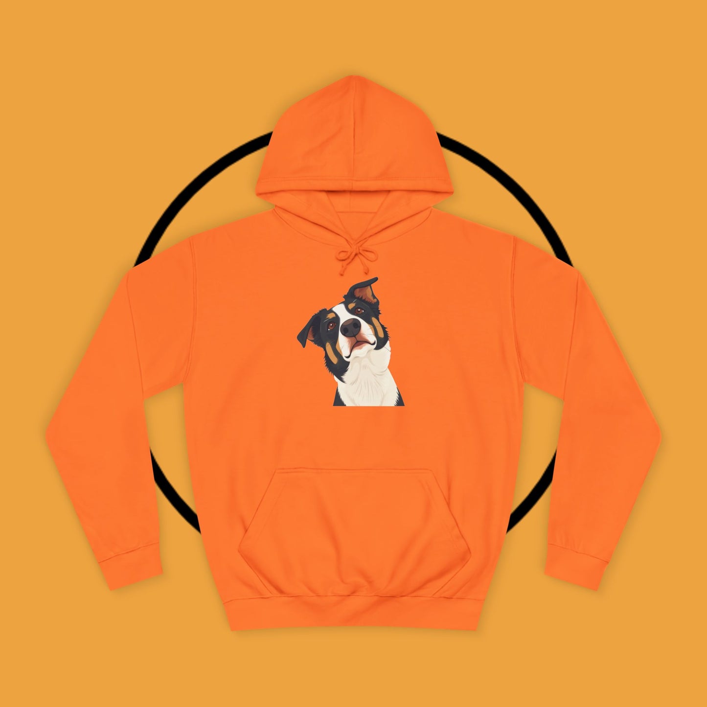"Happy Border Collie Hoodie - Playful Cartoon Dog with Tilted Head Design | Cute Animal Streetwear"