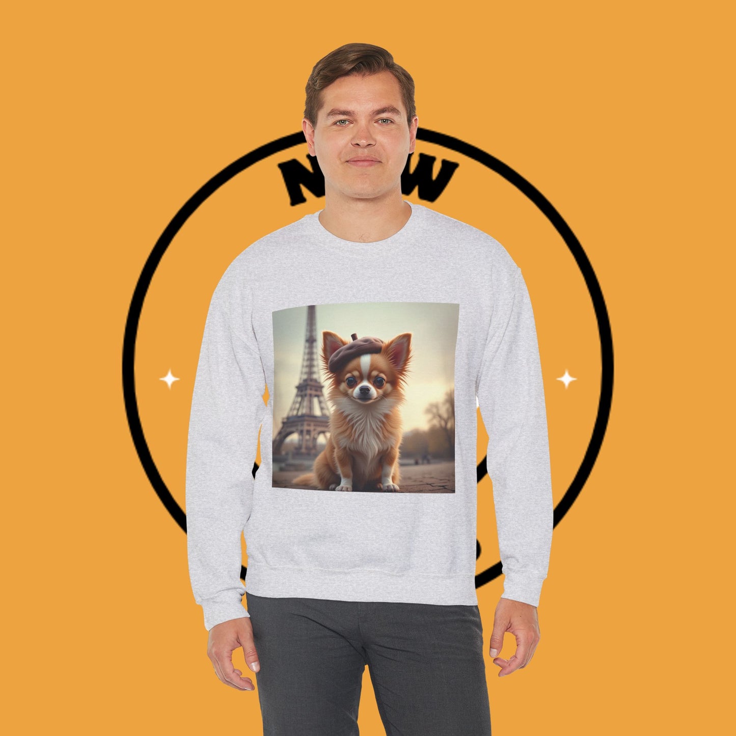 Parisian Chihuahua Beret Sweatshirt | French Dog Eiffel Tower Design | Travel Lover Gift
