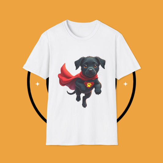 Superhero Retriever Puppy - Dog -  Unisex T-Shirt Design Tiny Hero 🦸♂️ | Adorable Black Puppy Superhero T-Shirt for Canine Crusaders