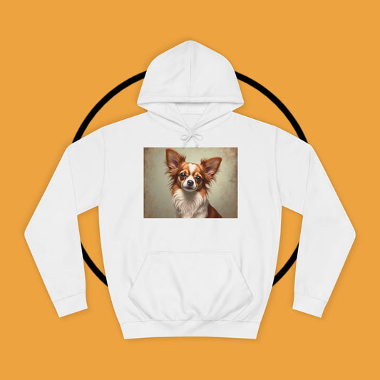 "Long Haired Chihuahua Portrait Hoodie | Elegant Pet Art | Classic Dog Painting Style | Beautiful Chihuahua Gift"